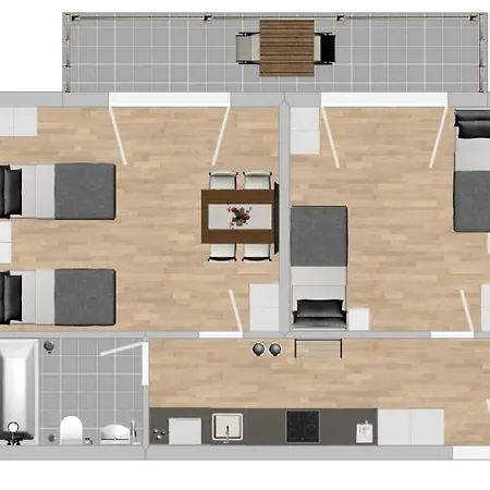Apartamento Sta1115 Gut Geschnittene Monteurwohnung Mit Balkon *
